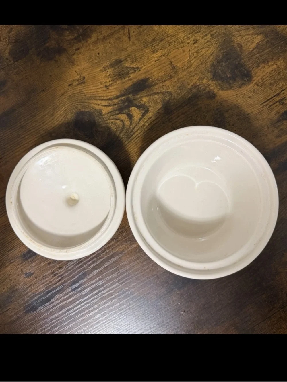 Longaberger Cream Ceramic Lid with Maroon Logo